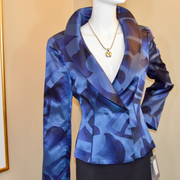 Armani Collezioni Blue Silk Blazer EU 44 Made in Italy 🇮🇹 - Picture 10 of 14